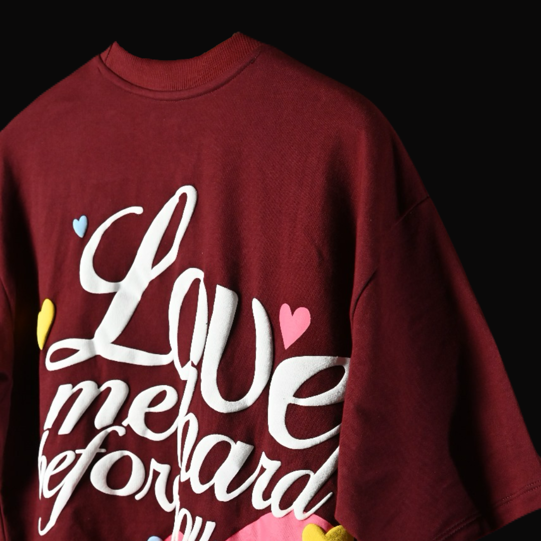 LOVE ME HARD PUFF PRINTED T-SHIRT